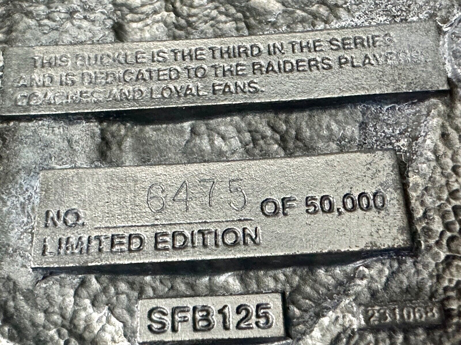 2003 Oakland Raiders NFL Football Commemorative Belt Buckle