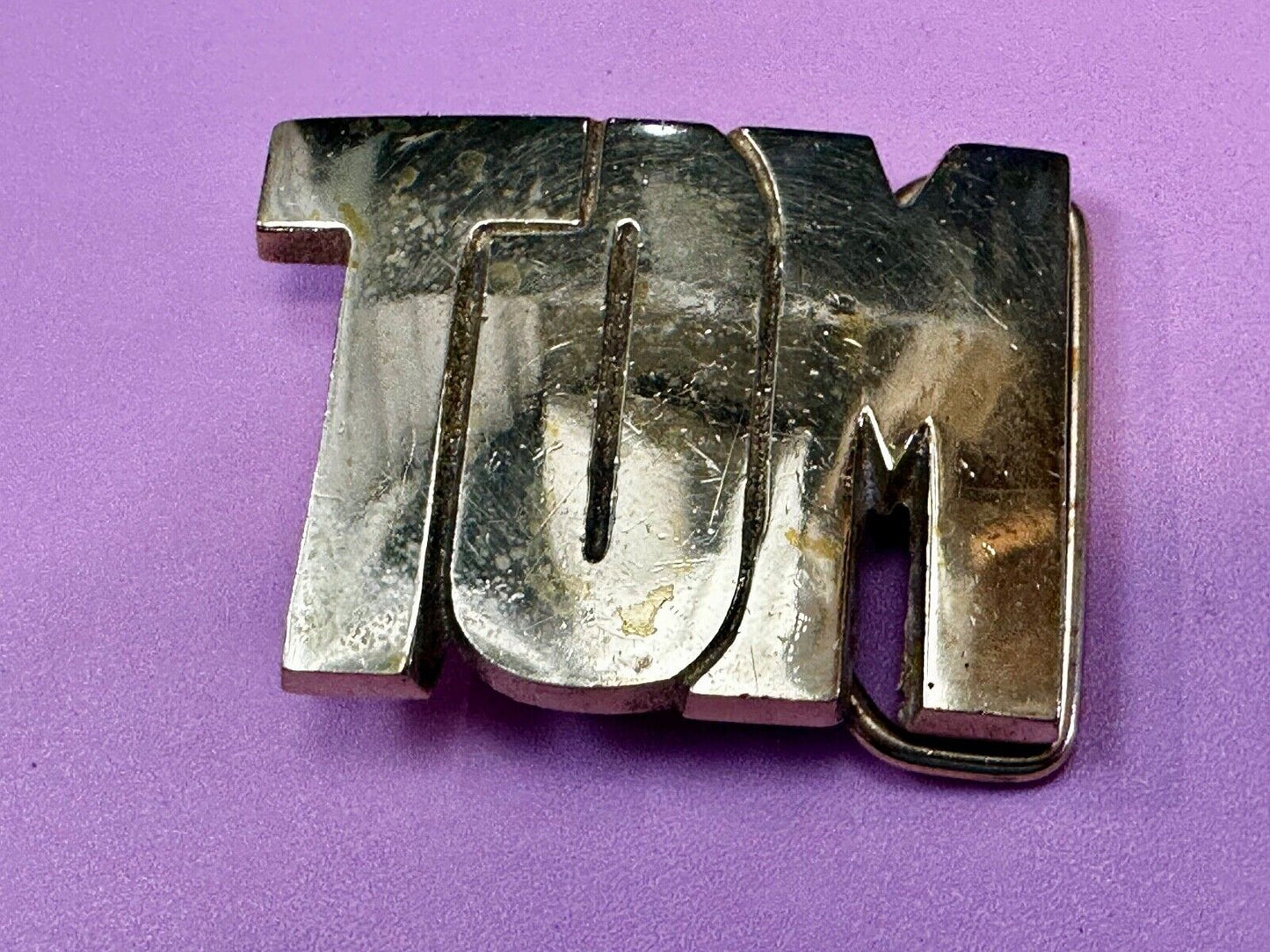 TOM - Custom Name cutout block letters Vintage Solid Brass Belt Buckle