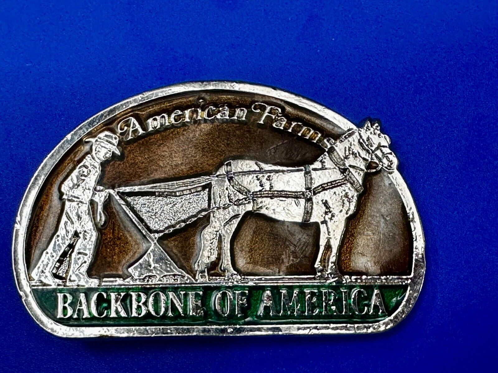 American Farms - The Backbone Of America Farmer Horse Vintage Belt Buckle