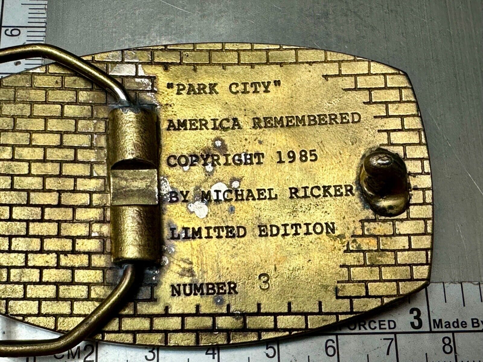 America Remembered - Park CITY  1985 belt buckle by Michael Ricker LIMITED NO 3