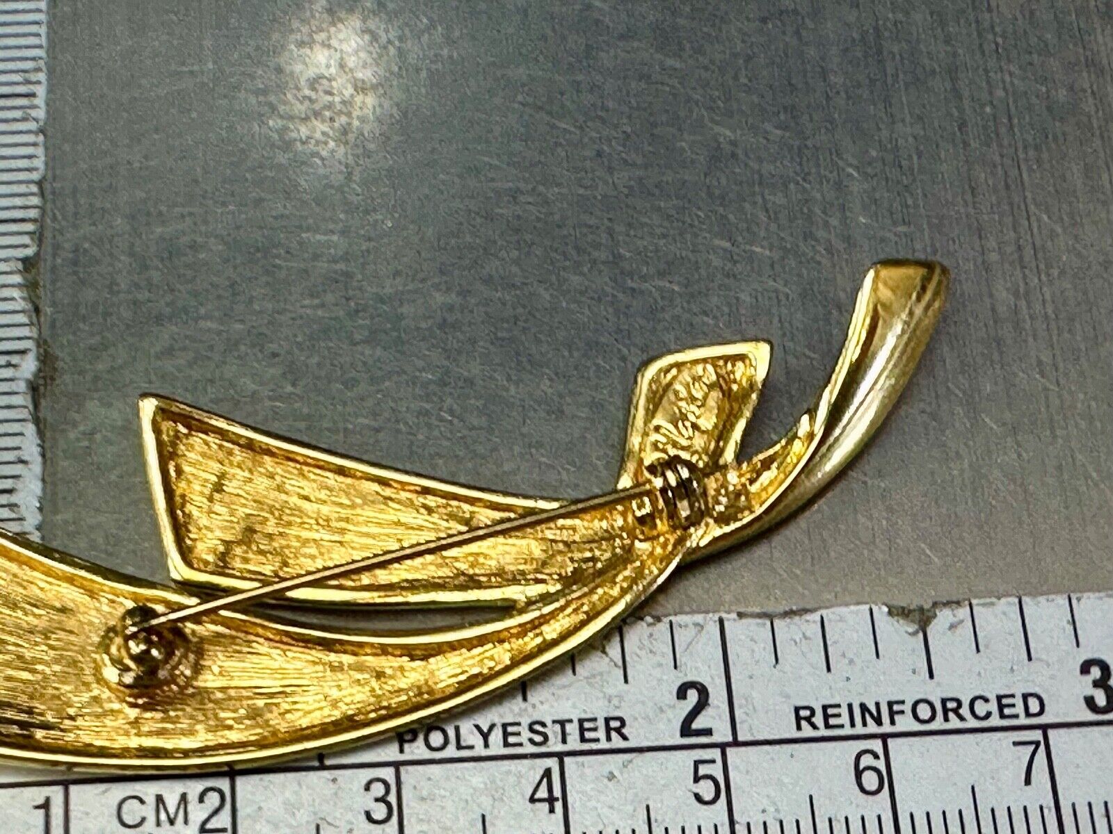 Two curved bars - vintage Napier signed gold tone brooch pin