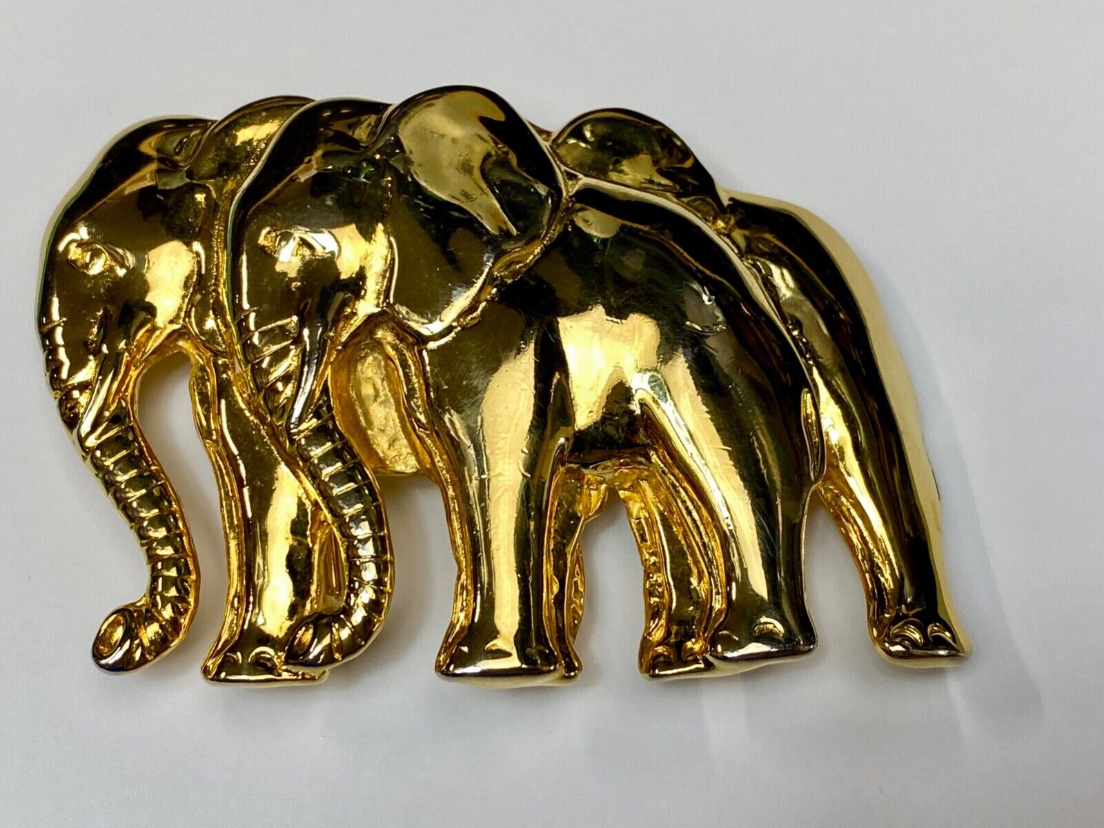 Two Walking Standing Elephants Pair - RARE! LORie Spring 1987 belt buckle