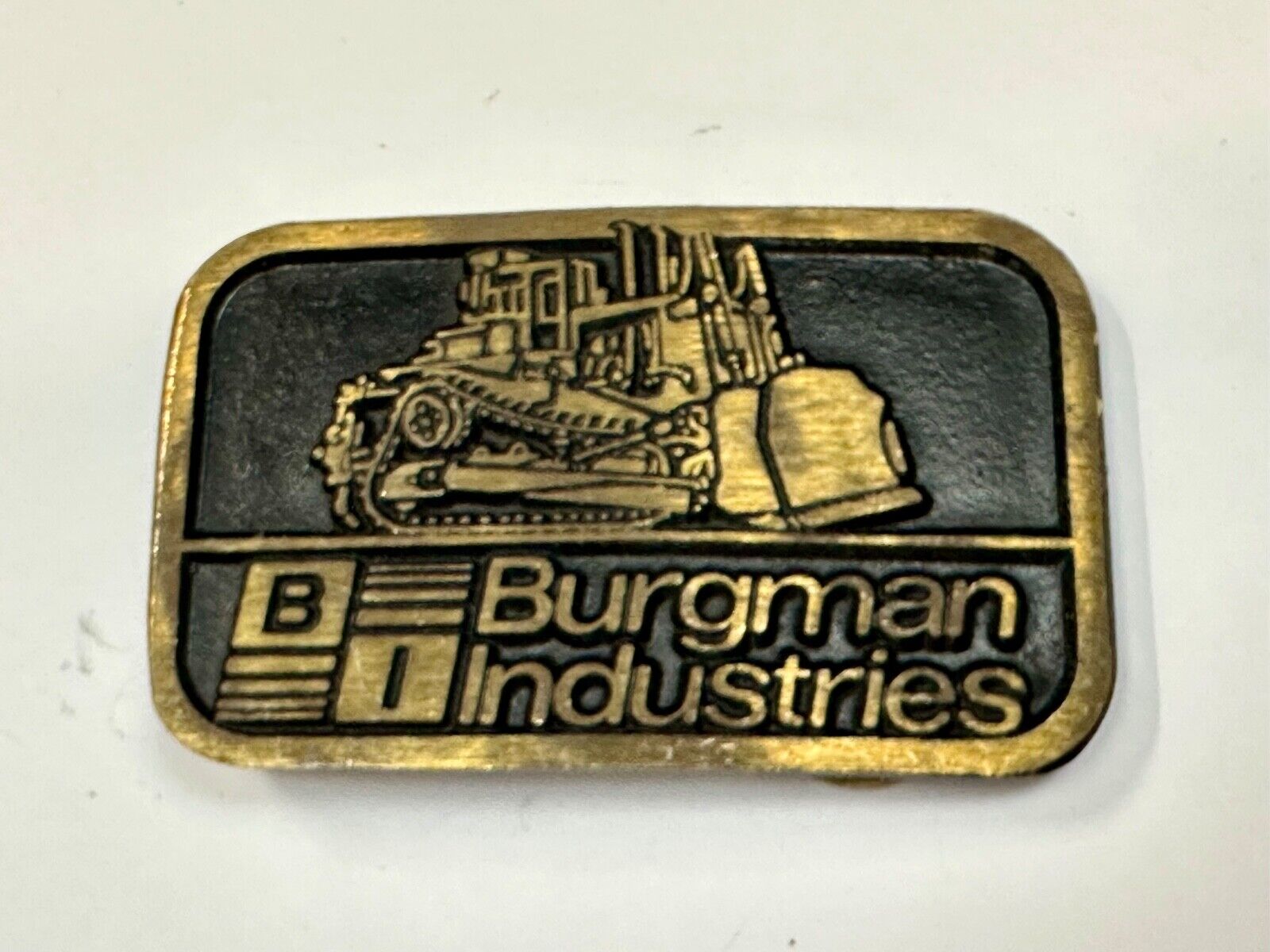 Vintage Burgman Industries Company Advertising brass Dynabuckle belt buckle