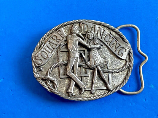 vintage 1986  Romantic Couple square dancing C+J INC belt buckle 