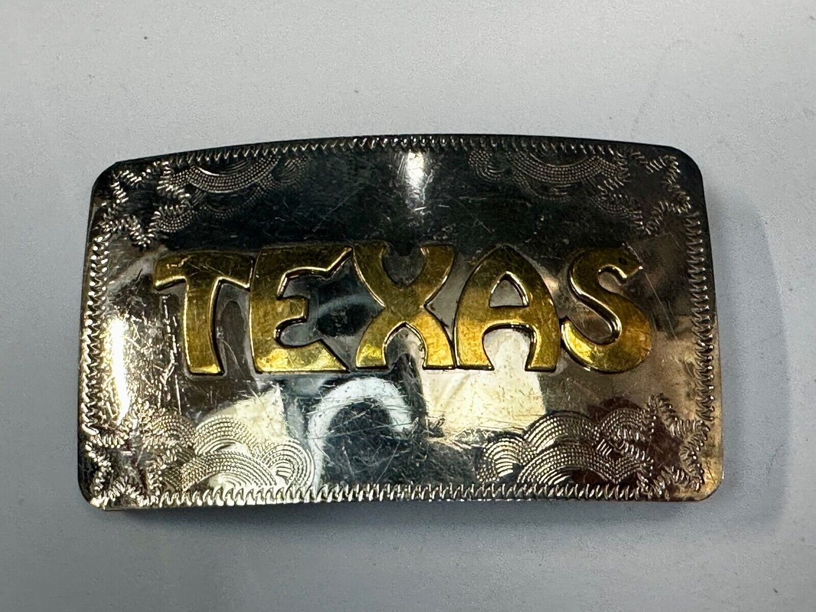 The Great State of Texas two tone German Silver rectangular Belt Buckle