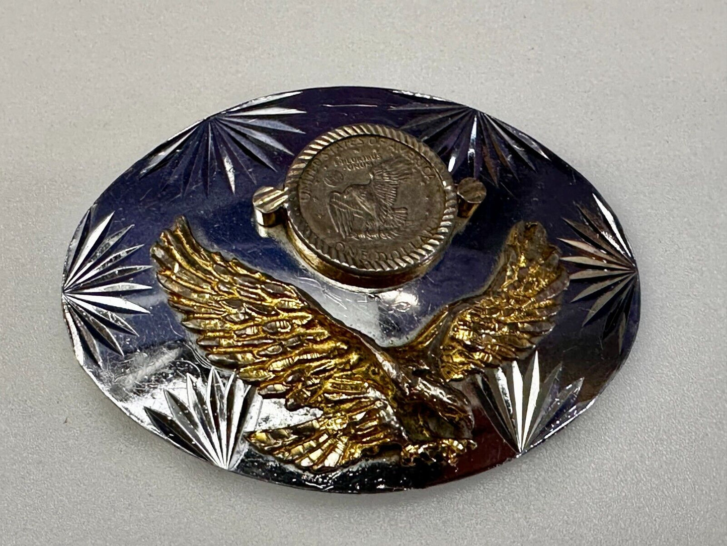 United States of America One Dollar Coin Patriotic Eagle JG Alpaca Belt Buckle