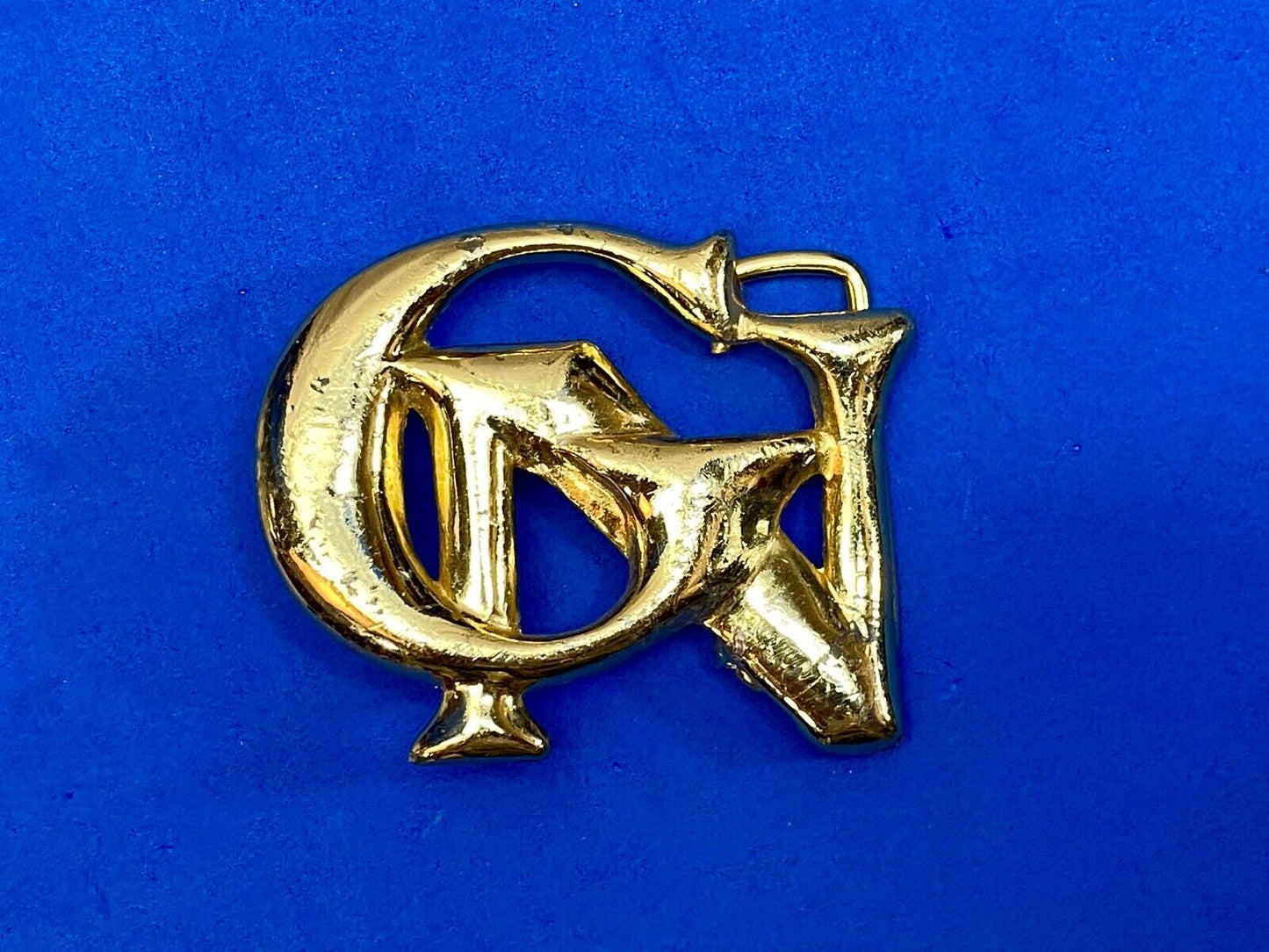 Unknown To Me, Gold Tone Letters Gn Or Cn Cut Out Belt Buckle 