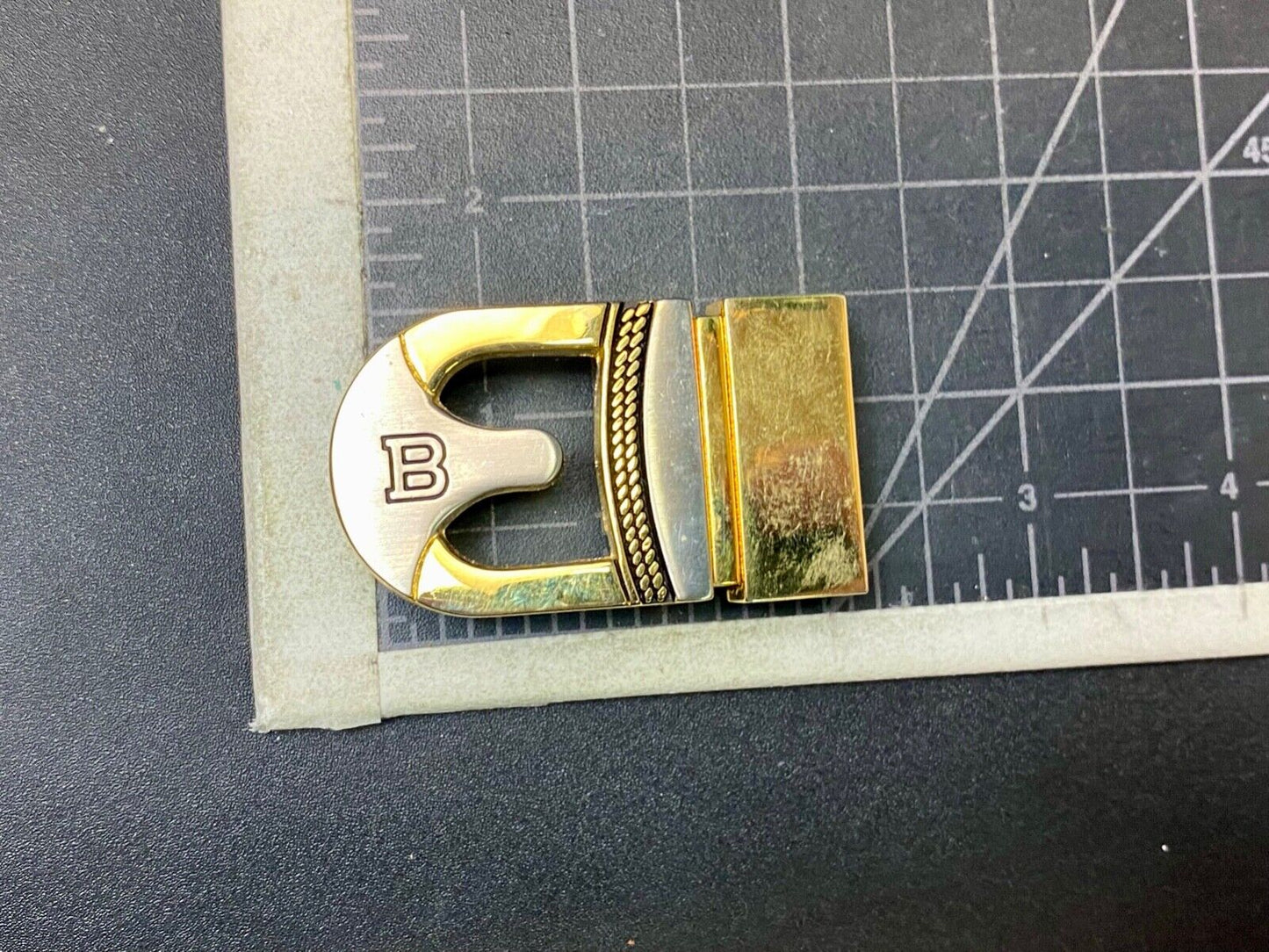 Vintage Letter Initial Monogram B two tone formal small belt buckle