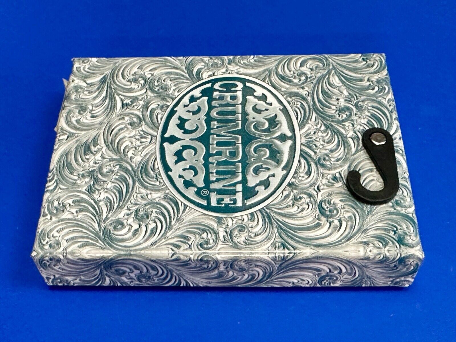 Biker Motorcycle Chopper Designed silver tone oval Crumrine Belt Buckle in box