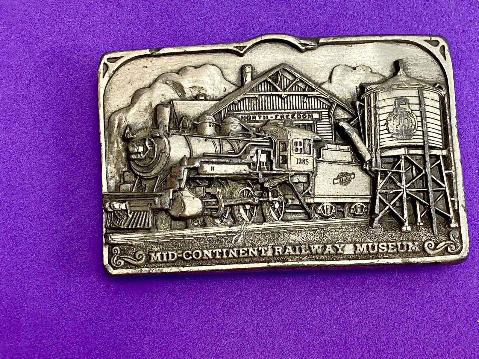 1980’s Mid Century Railroad Museum Steam Locomotive Train Belt Buckle 