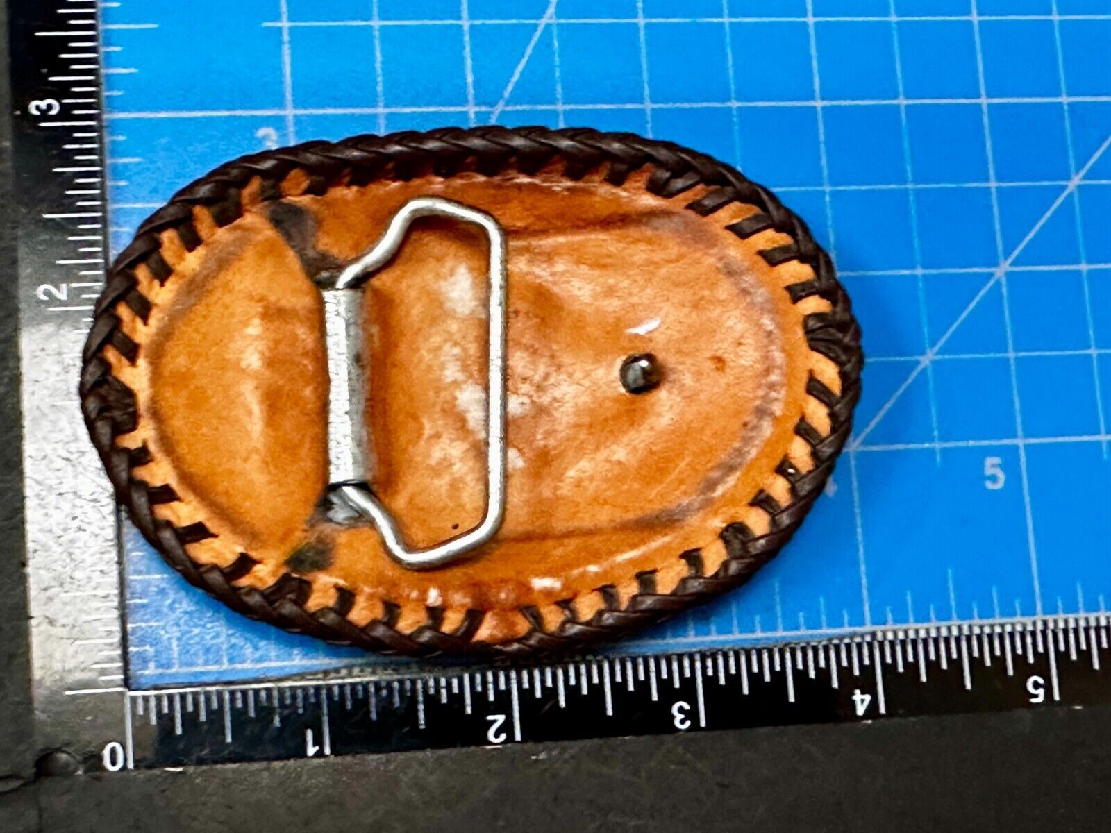 Vintage Horse Head On Brown Leather Belt Buckle to restore!