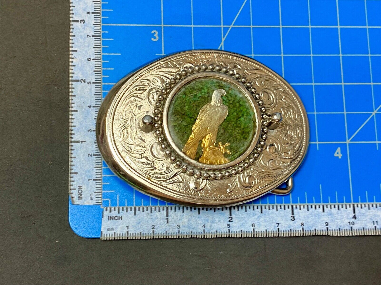 American Bald Eagle Patriotic Artisan Painting Centerpiece Western Belt Buckle