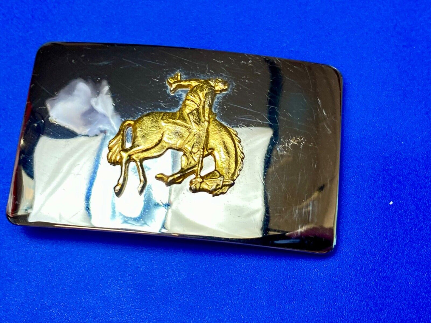 Vintage Lyn Tone Co Reflective  Saddle Bronc Rider two tone belt buckle