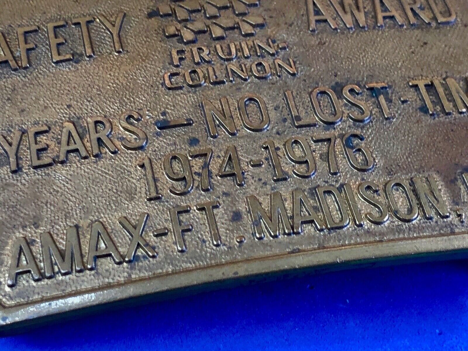 Vintage 1970’s two year safety award- no lost time belt buckle 