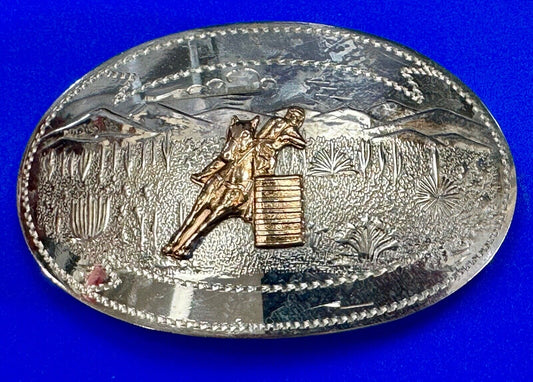 Vintage COMSTOCK CUTTING HORSE Hand Engraved German Silver Belt Buckle