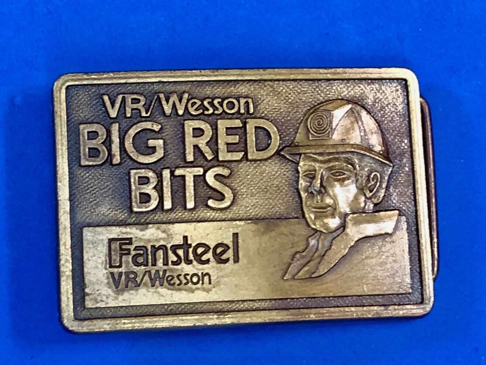Vintage Belt Buckle  - VR / Wesson BIG RED BITS  Fansteel Company Advertisement 