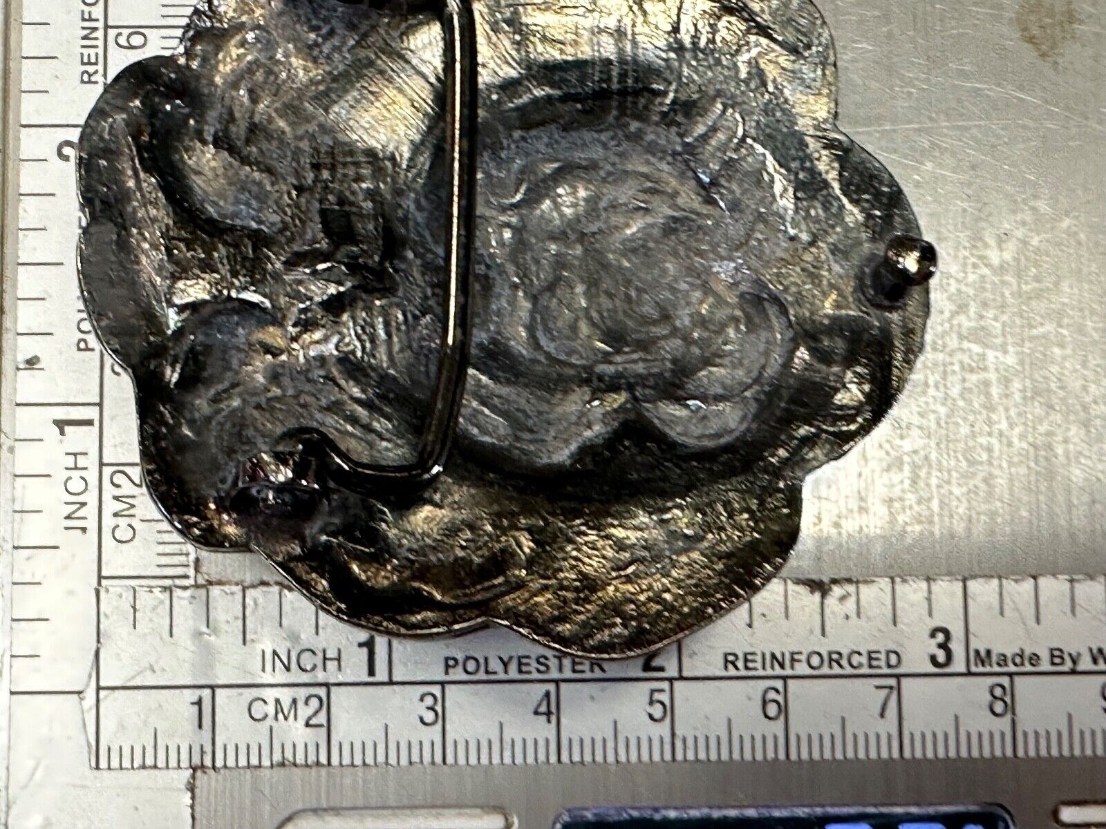 Artisan flower Rose - Vintage silver tone figural belt buckle