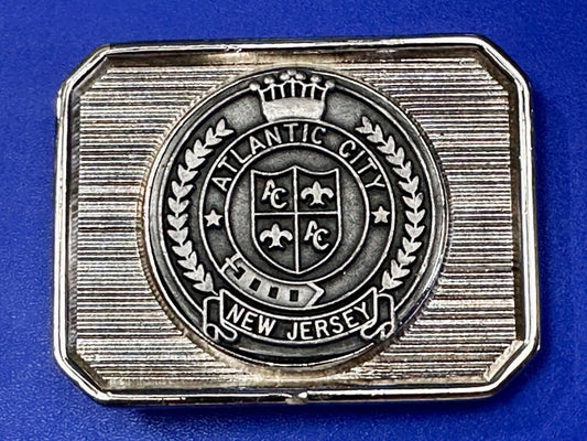 Atlantic City New Jersey State Seal Commemorative Belt Buckle Made in Usa