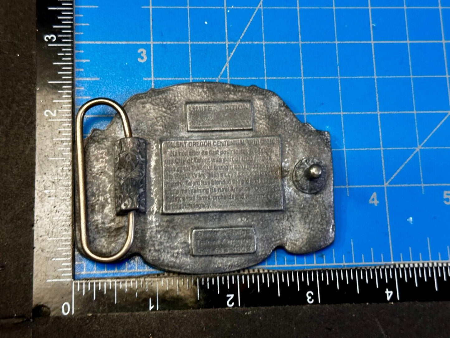 Talent Oregon Centennial Celebration 1910-2010 Commemorative Belt Buckle