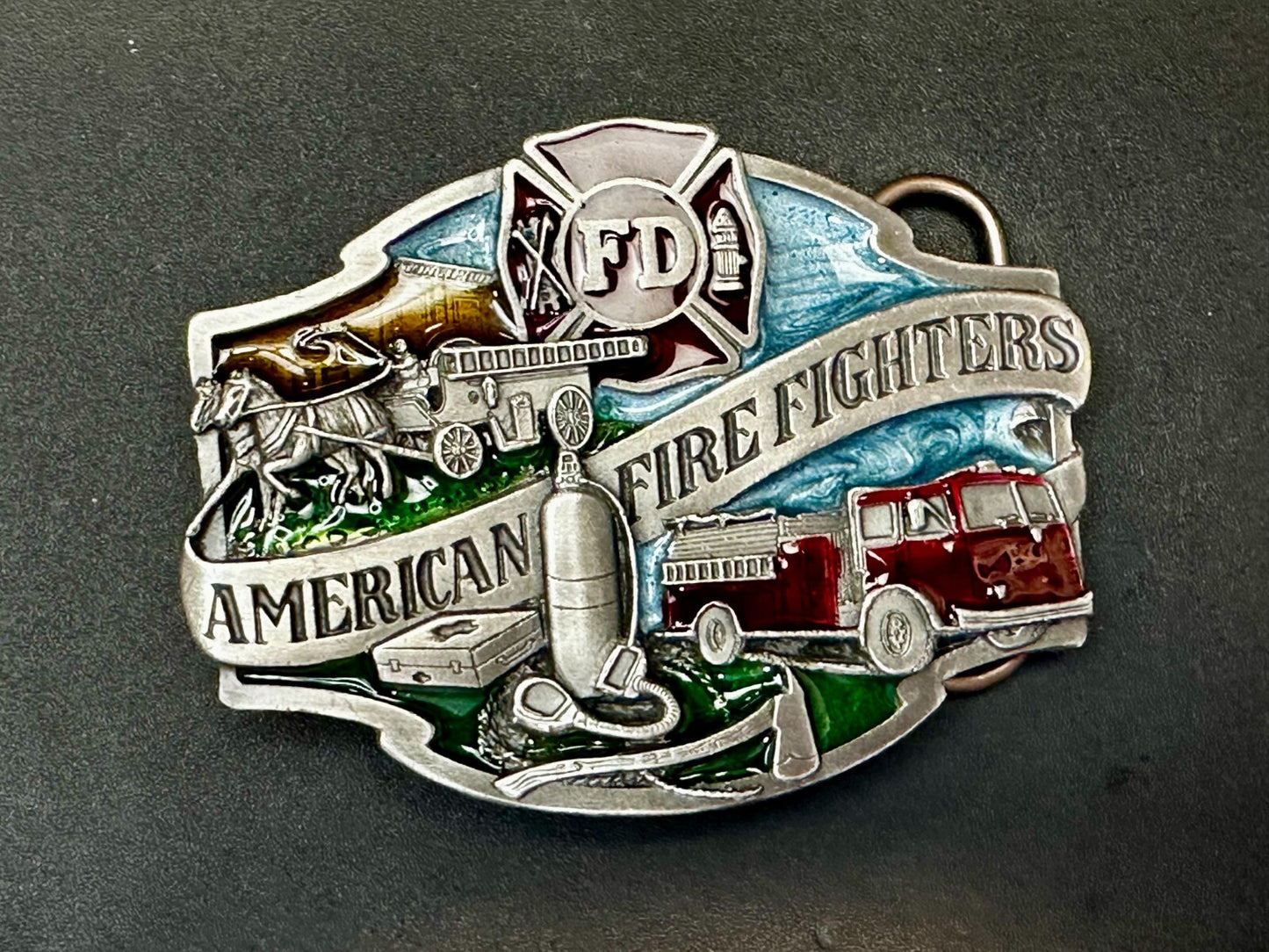 American Fire Fighters Ever Ready Ever Willing Vintage 1988 Siskiyou Belt Buckle