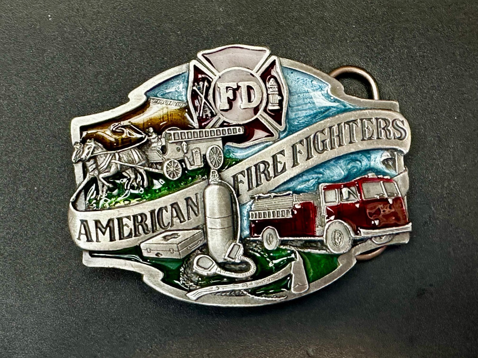 American Fire Fighters Ever Ready Ever Willing Vintage 1988 Siskiyou Belt Buckle