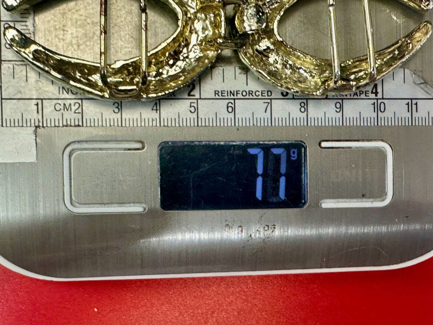 Two piece gold tone Horn Shape? interconnecting vintage belt buckle