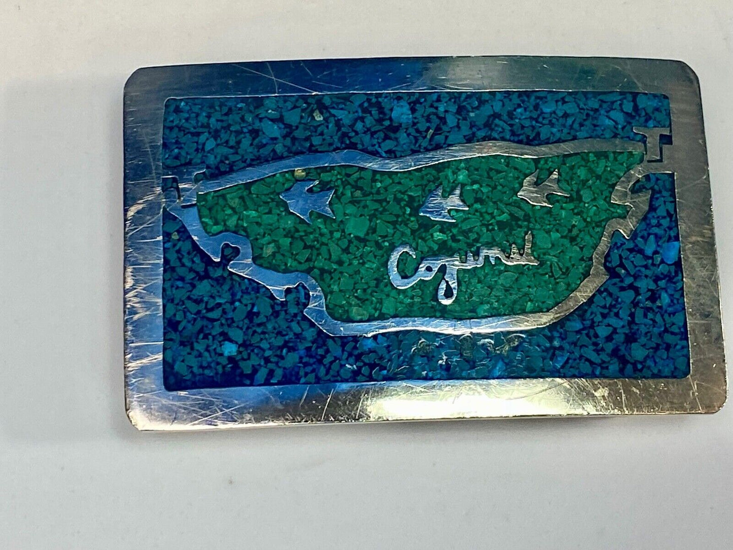 Unknown To Me!   Inlaid Quality Belt Buckle - Made In Mexico 
