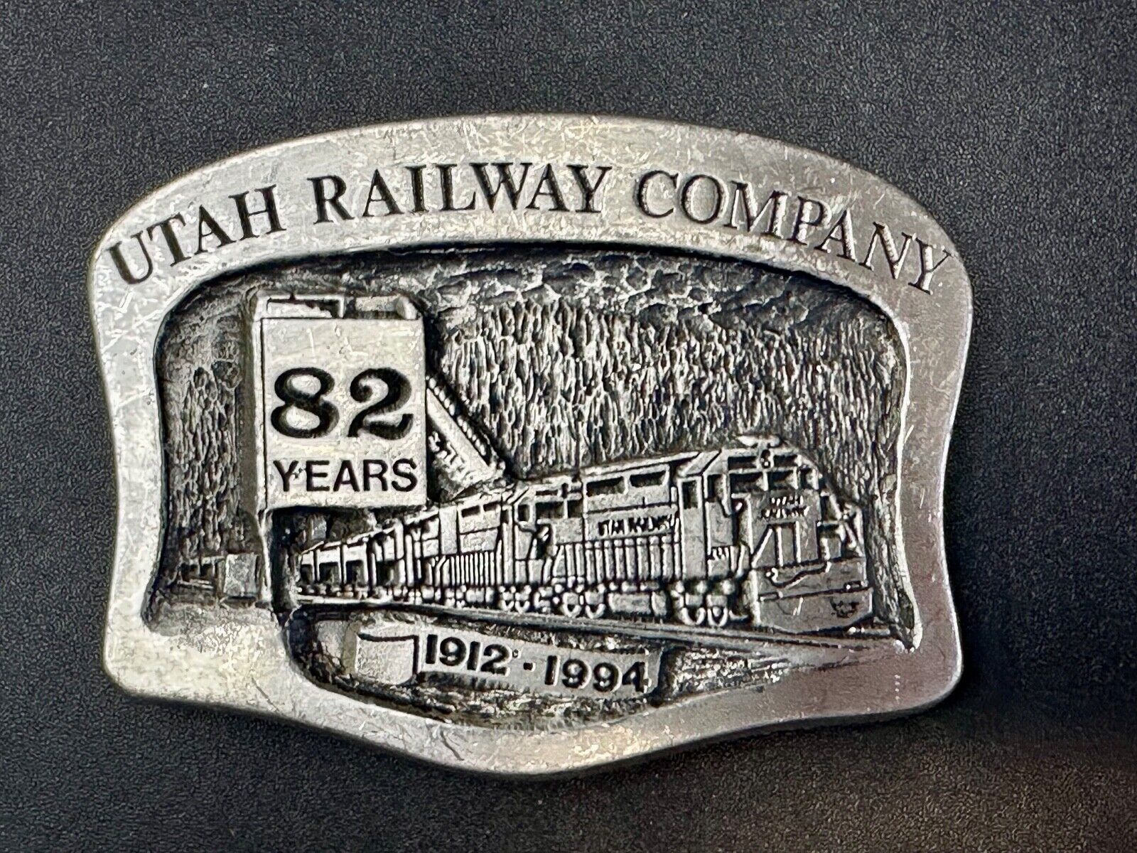 Utah Railway Co Vtg Train Railroad 82 Years - Gary Prazen Sculpture Belt Buckle