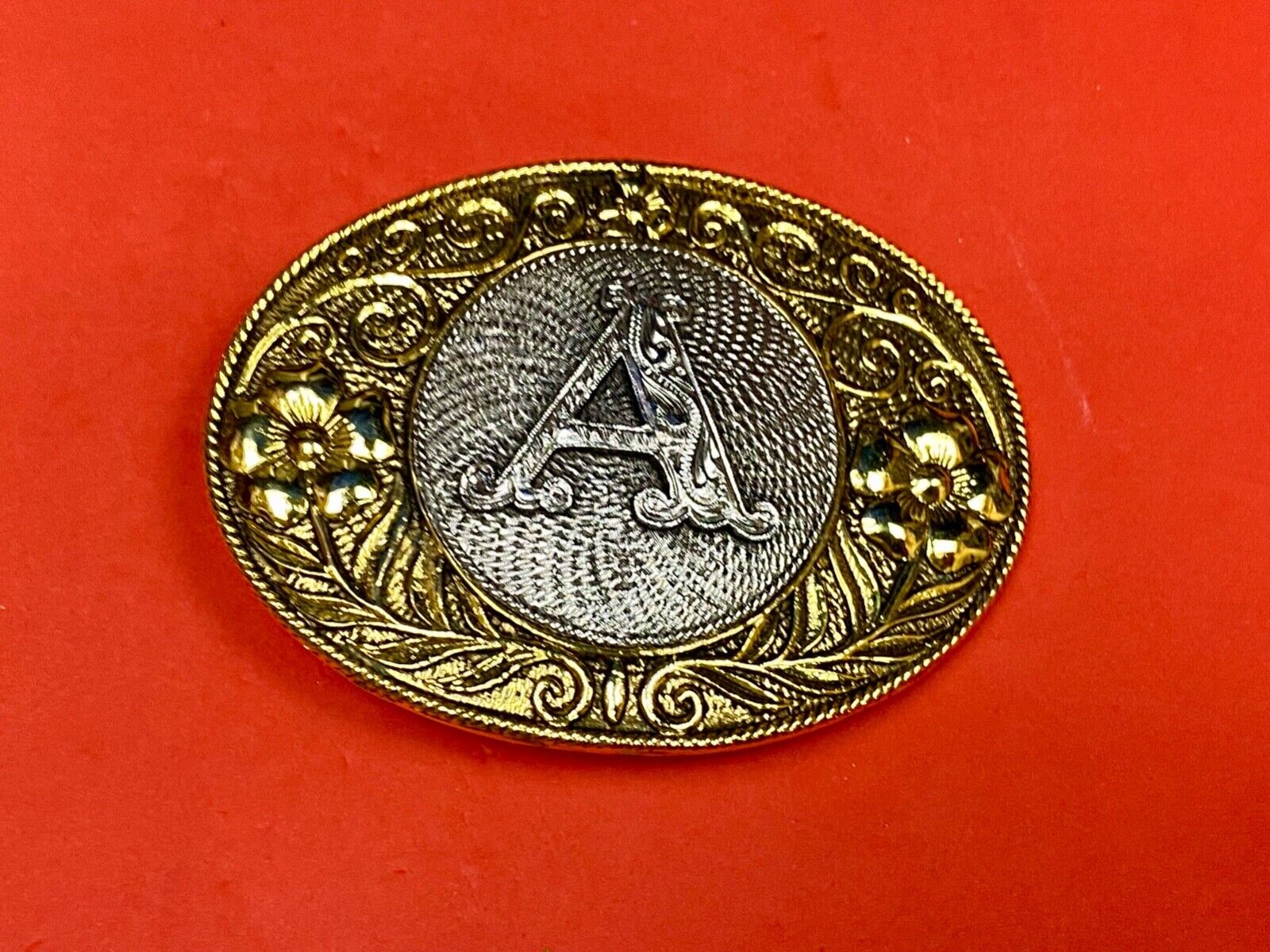 Vintage Letter Initial Monogram A Western Belt Buckle   - E Makers Mark