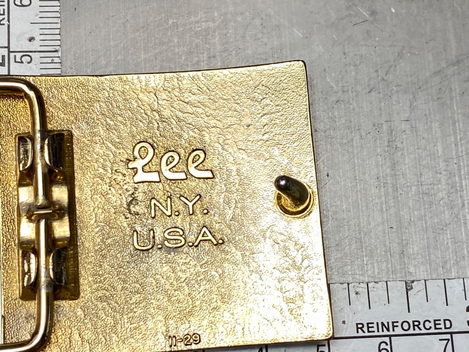 Vintage Lee Belt Buckle Monogrammed W Initial Letter Goldtone NY USA 1970s