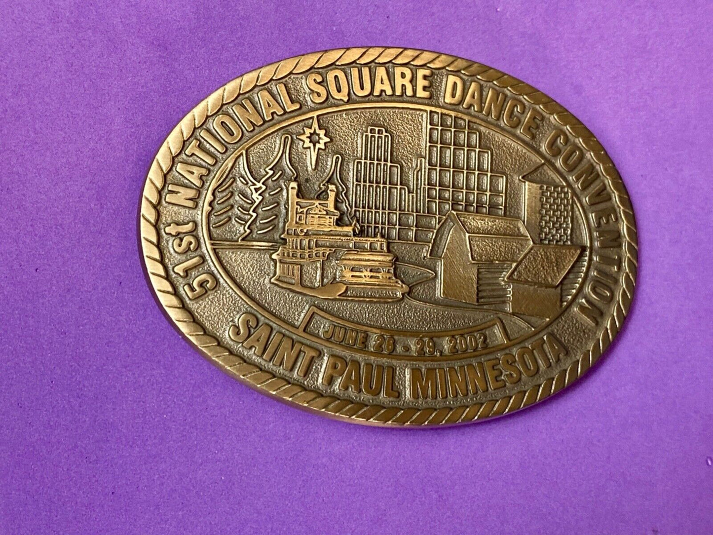 51st National Square Dance Convention belt buckle  Saint Paul Minnesota, 2002