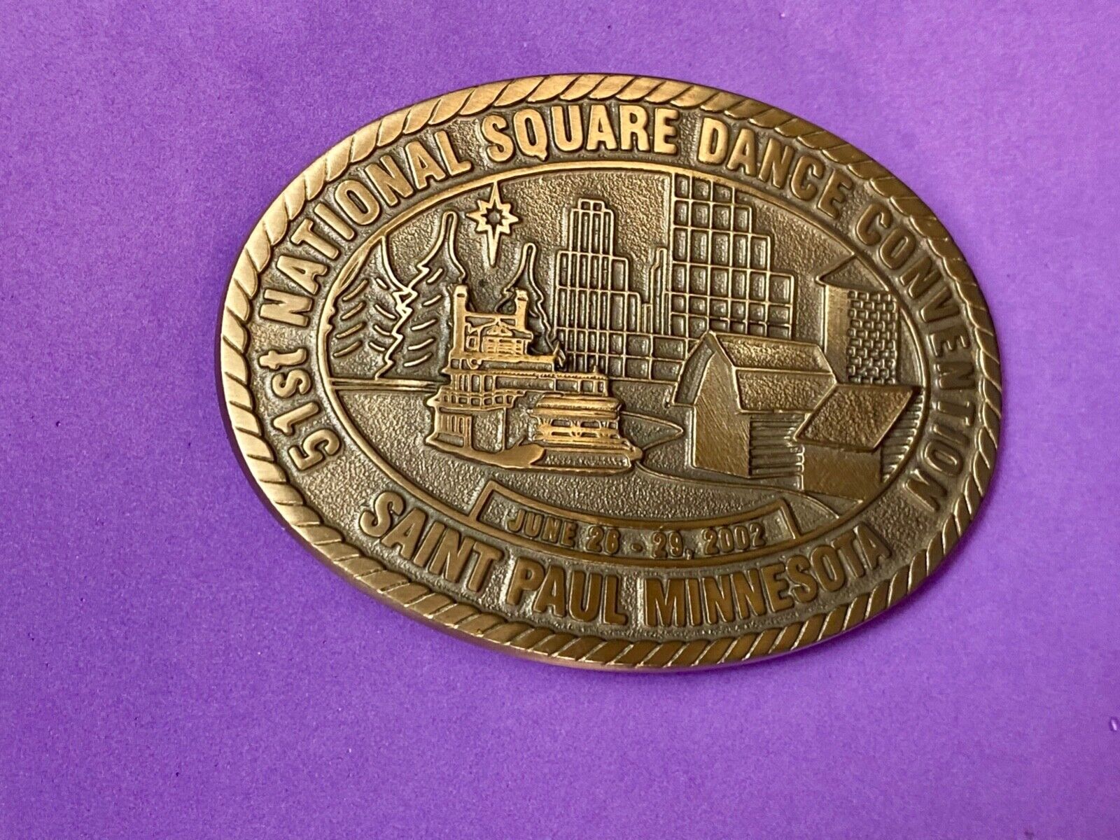 51st National Square Dance Convention belt buckle  Saint Paul Minnesota, 2002