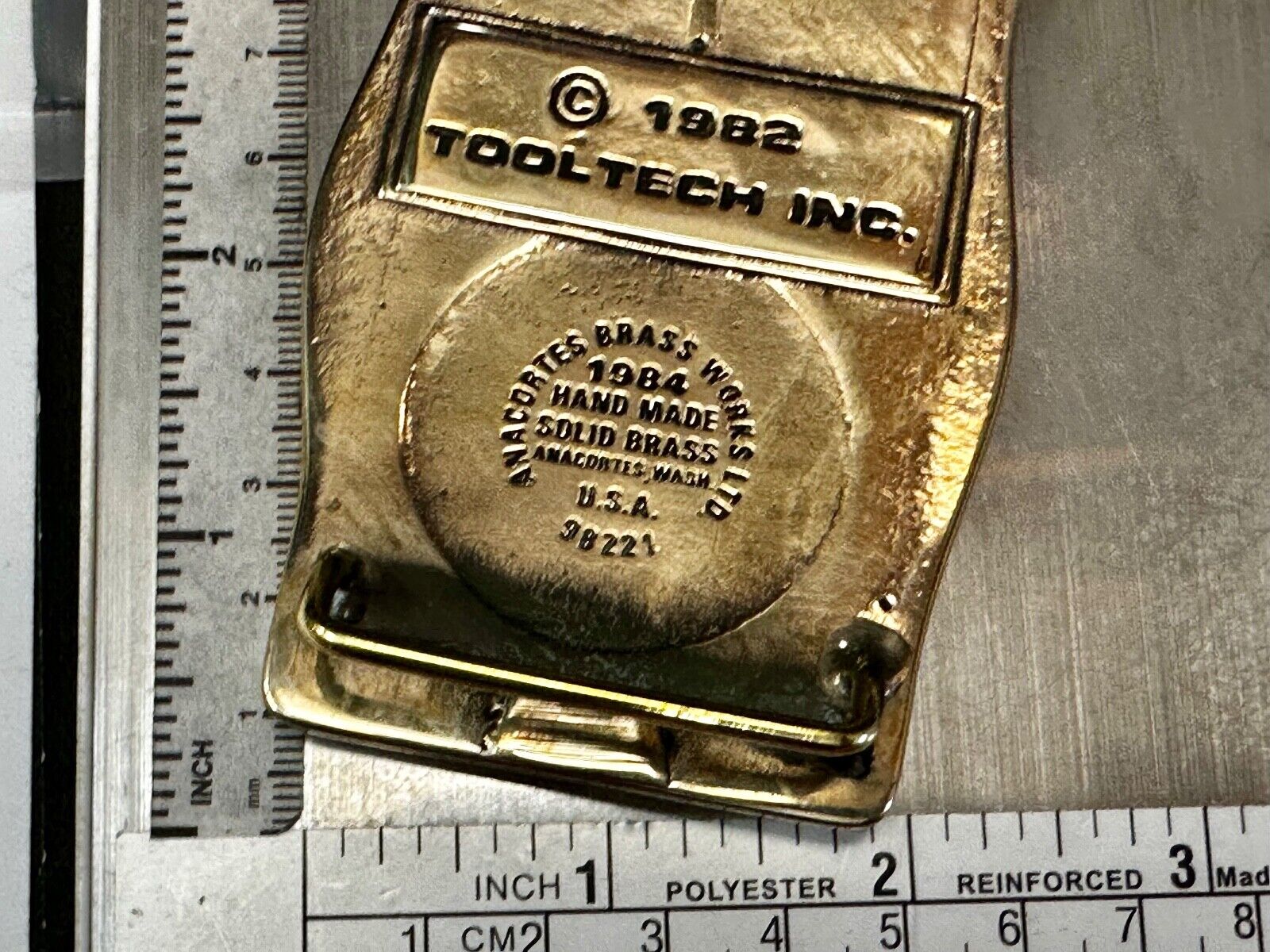 ToolTech Still Turning to the right Vtg. Anacortes Solid Brass 1984 Belt Buckle