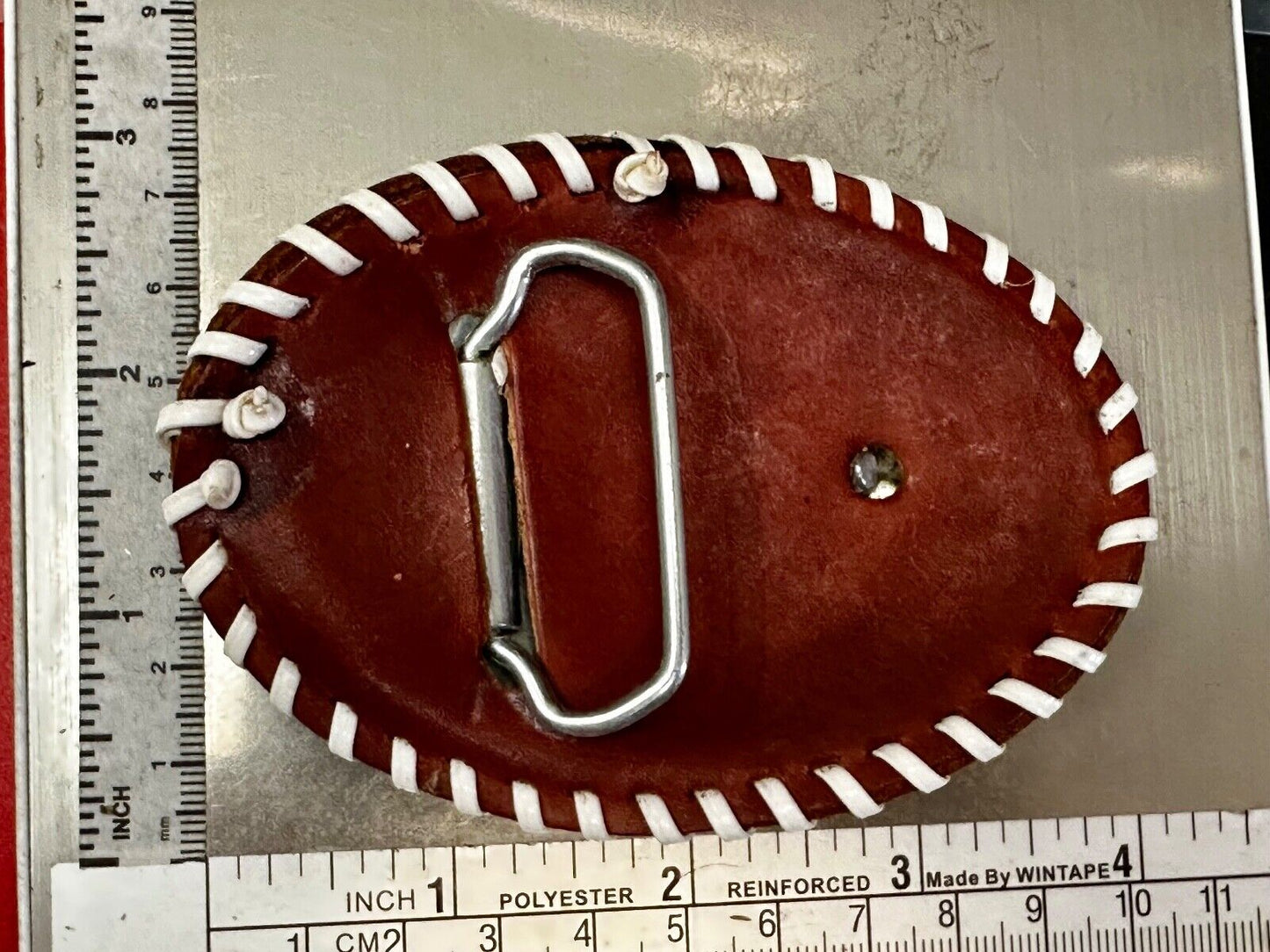 Artisan Leather Deer hand stitched large Vintage Belt Buckle