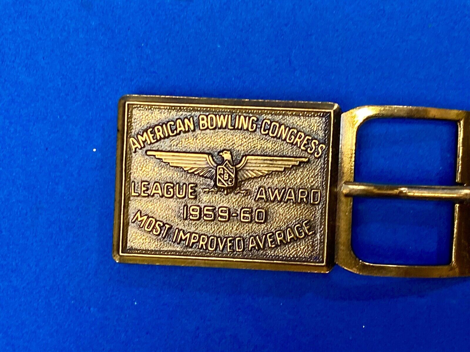 Vintage Belt Buckle 1959 - 60  ABC League Award Bowling - Most Improved Average 