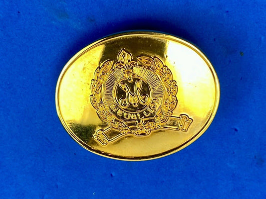 Vintage gold tone Medallion ribbon small 2"  belt buckle 