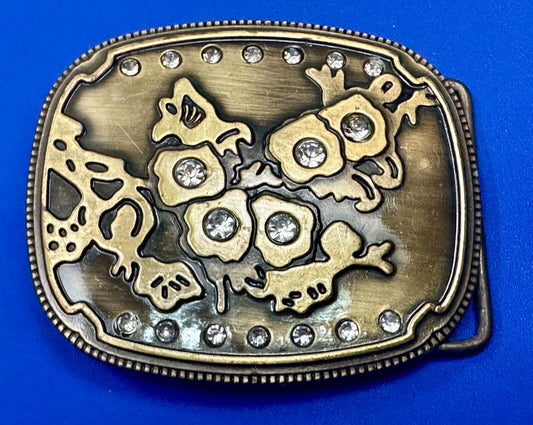 Abstract World MAP globe theme rhinestone accented belt buckle