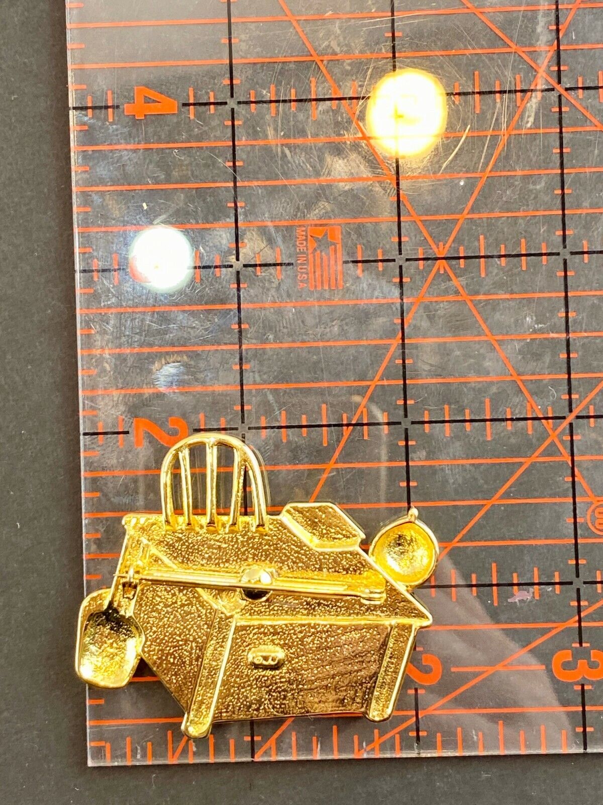 Teacher's Desk Chair Book Apple Globe Gold-Tone Metal Brooch  by JJ 