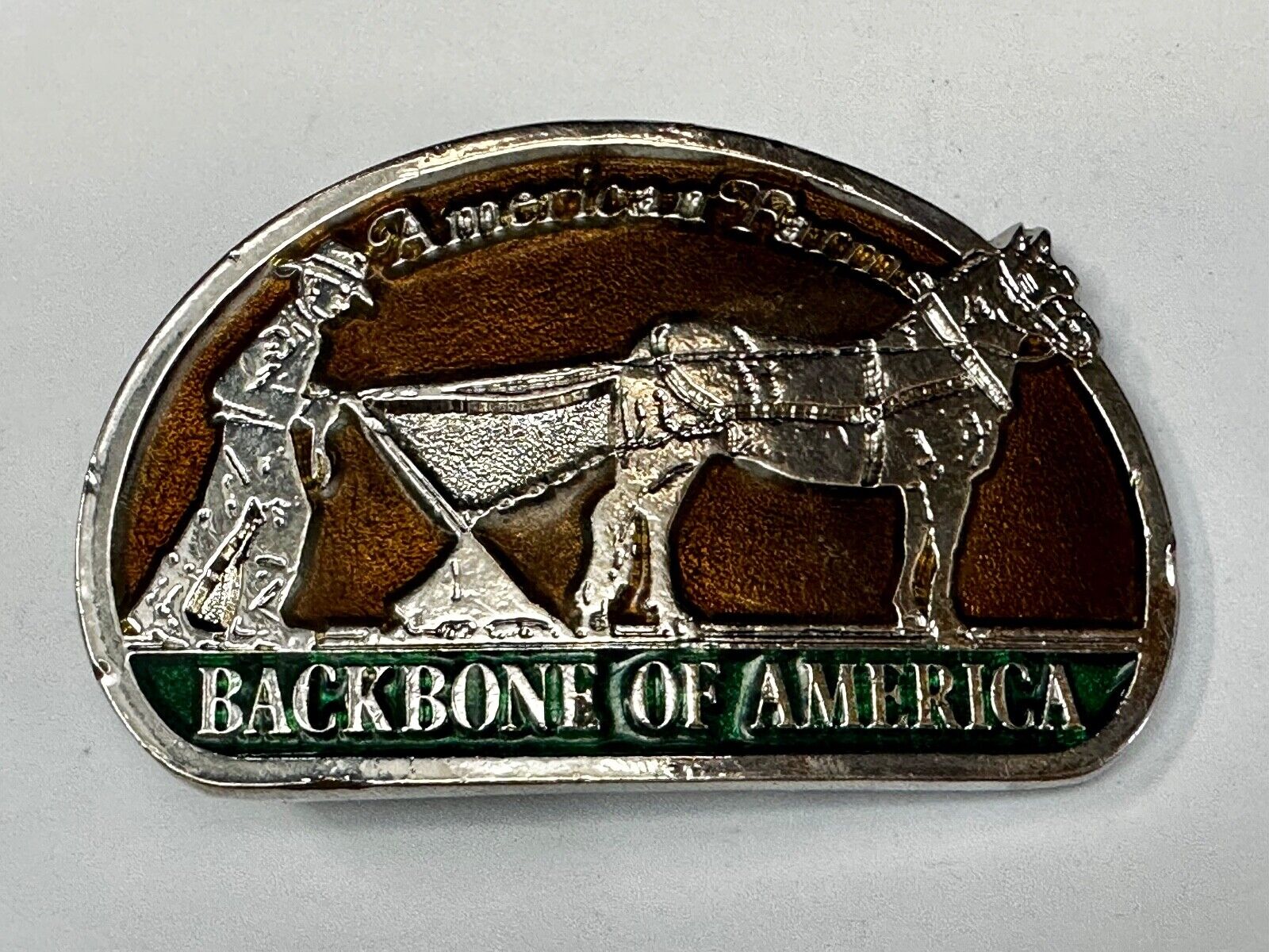 American Farms - The Backbone Of America Farmer Horse Vintage Belt Buckle