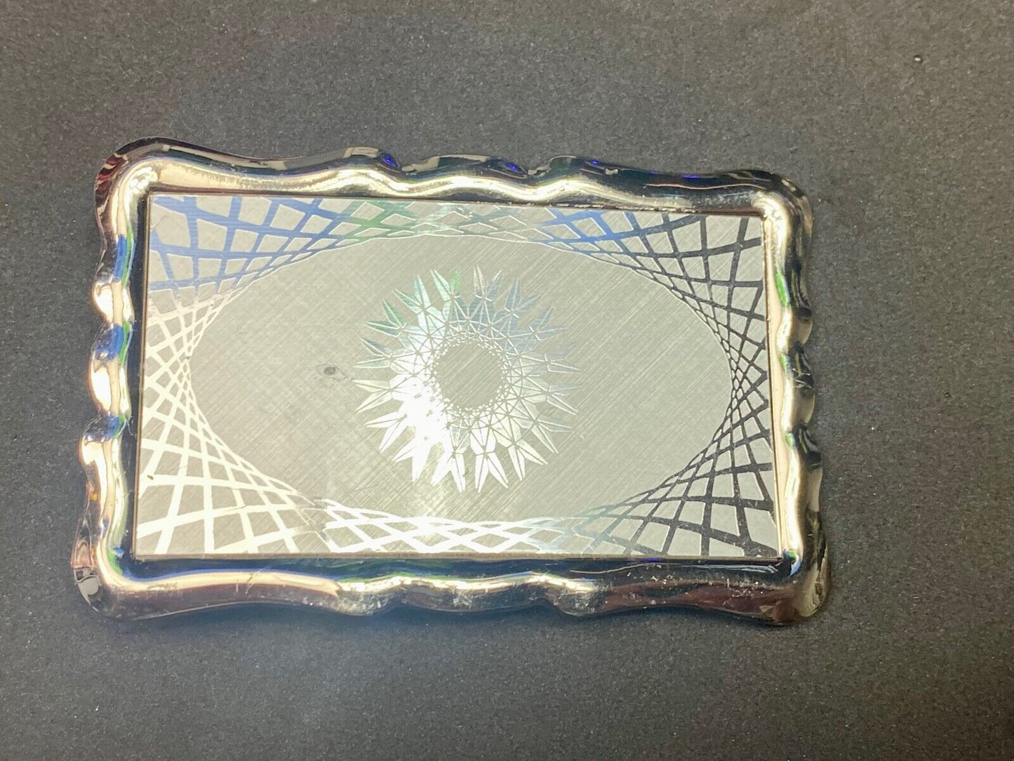 Vintage Etched Star Western Burst Pattern Fine Line Snowflake Belt Buckle 