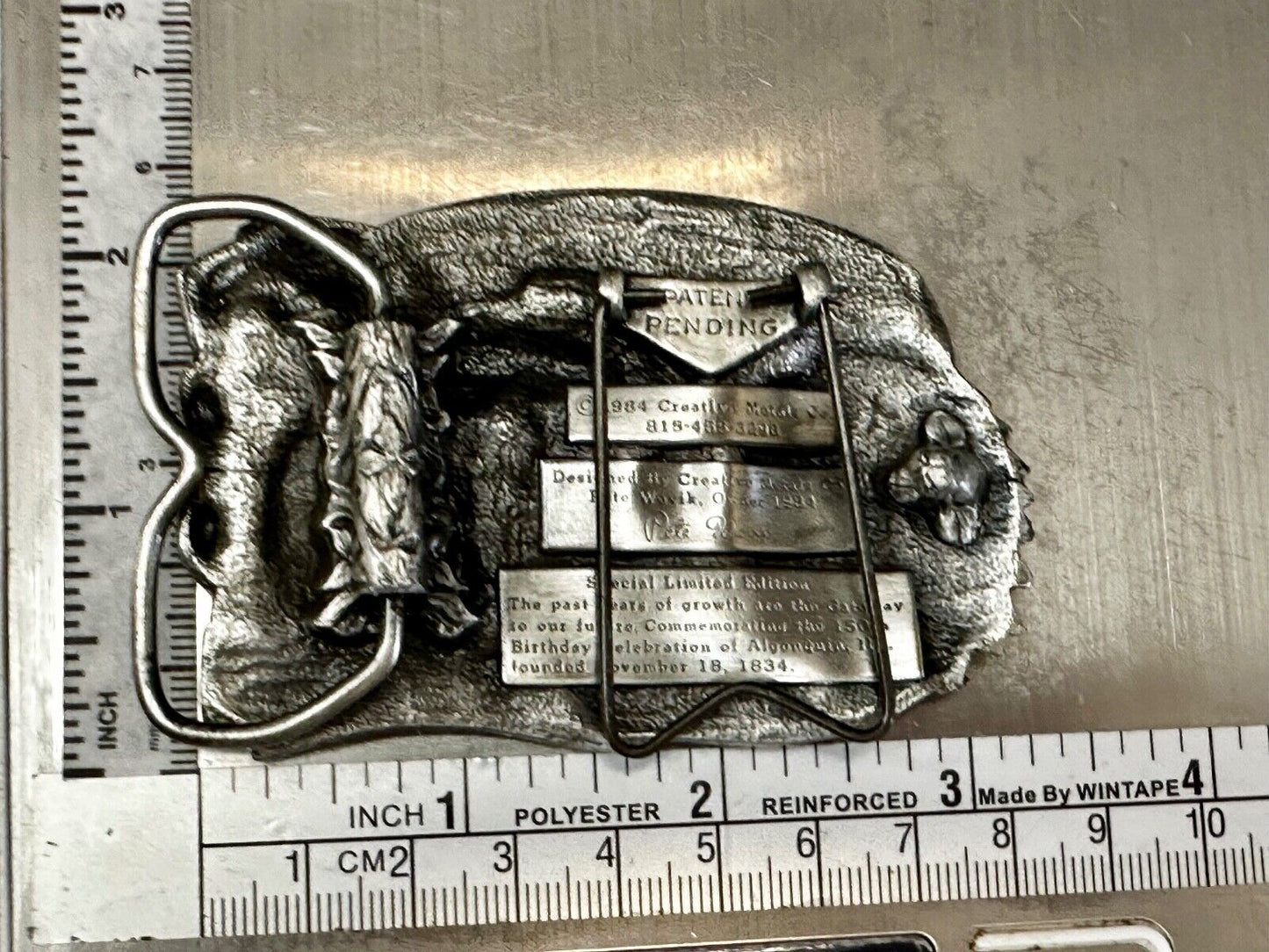 Algonquin Illinois 150th Birthday Celebration Vintage Belt Buckle or Freestand