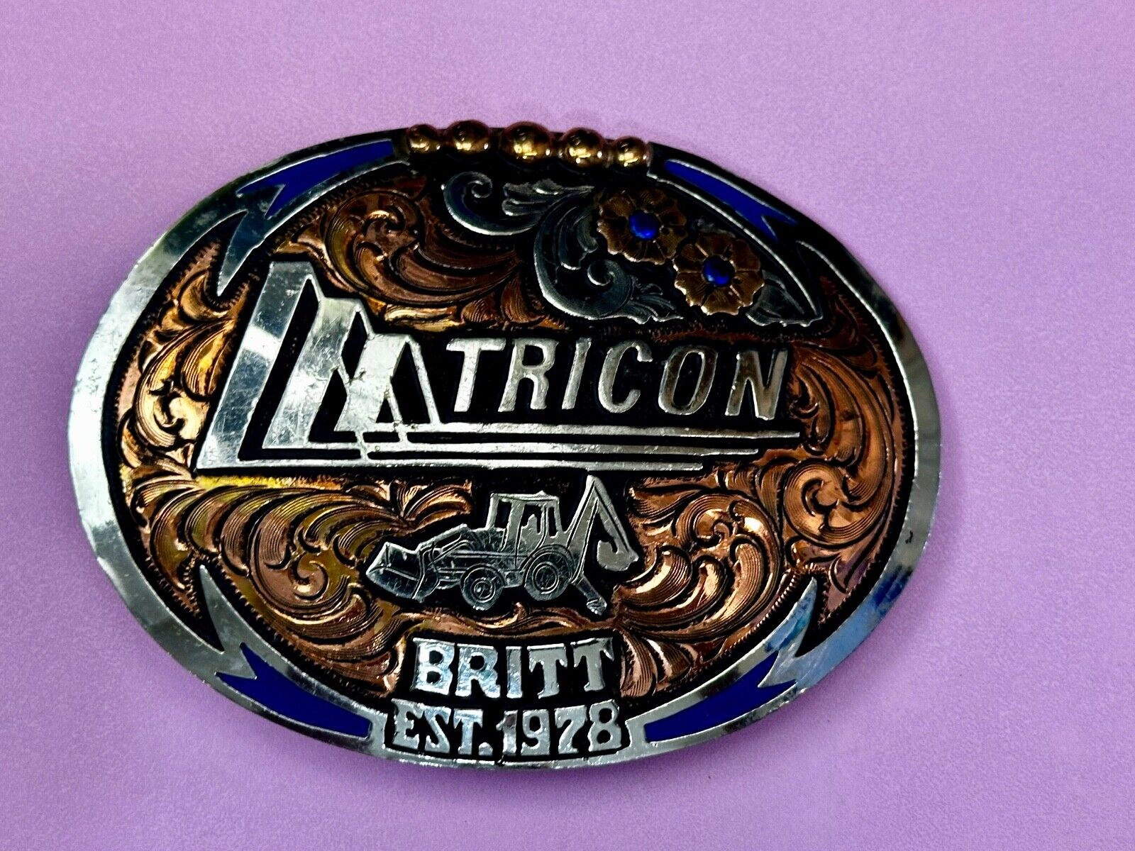 Tricon Bruitt Construction Equipment Trophy Award Belt Buckle by Red Bluff - war