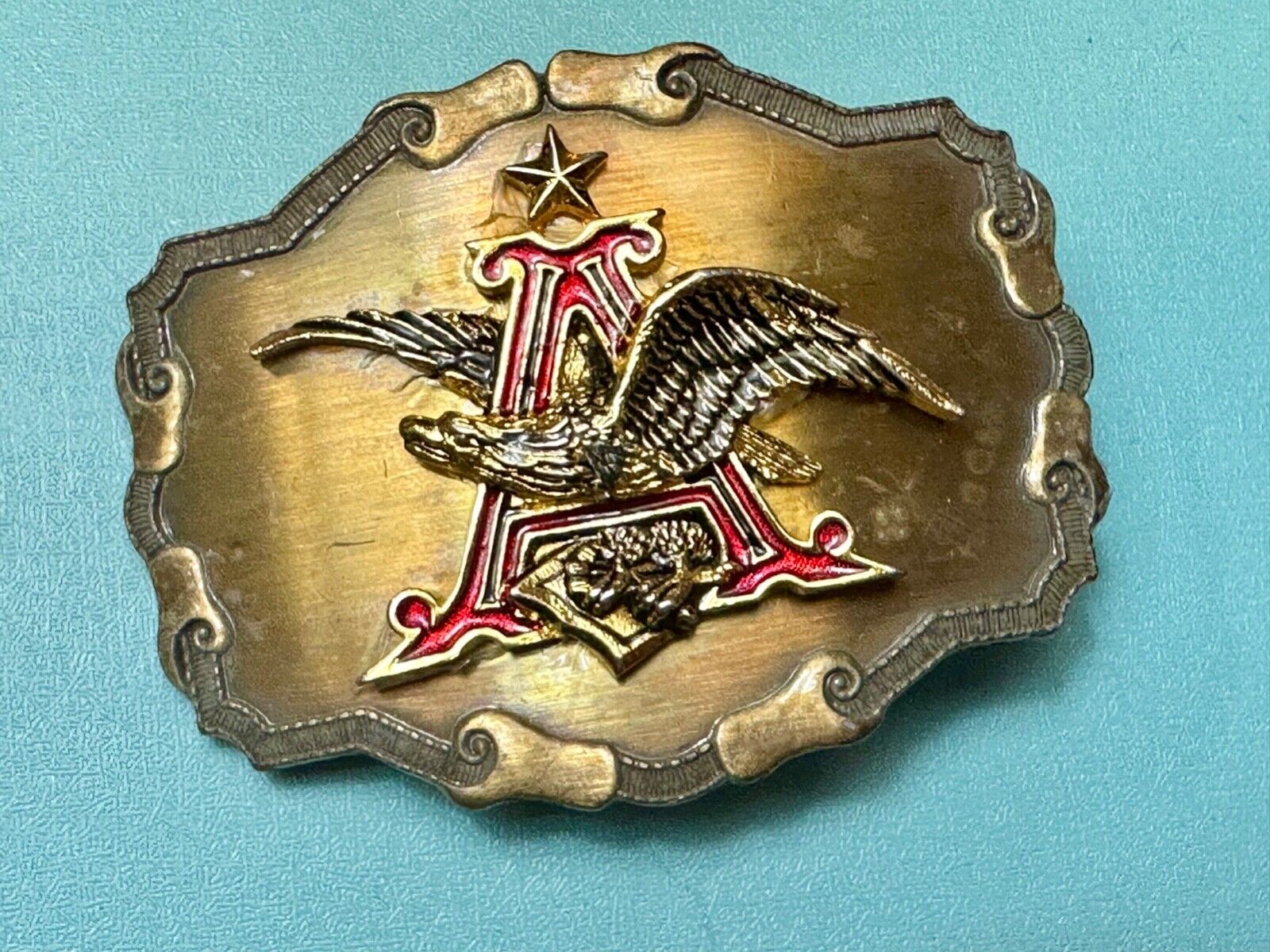 Anheuser Busch Eagle western framed Pre loved! Belt Buckle by Raintree
