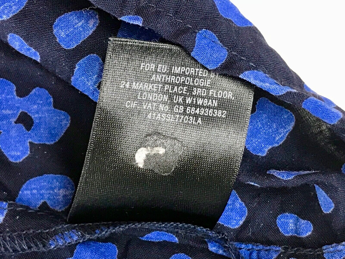 Anthropologie HD IN PARIS "Ressica" Blue Black Floral Lace Hi Lo Tunic Top S