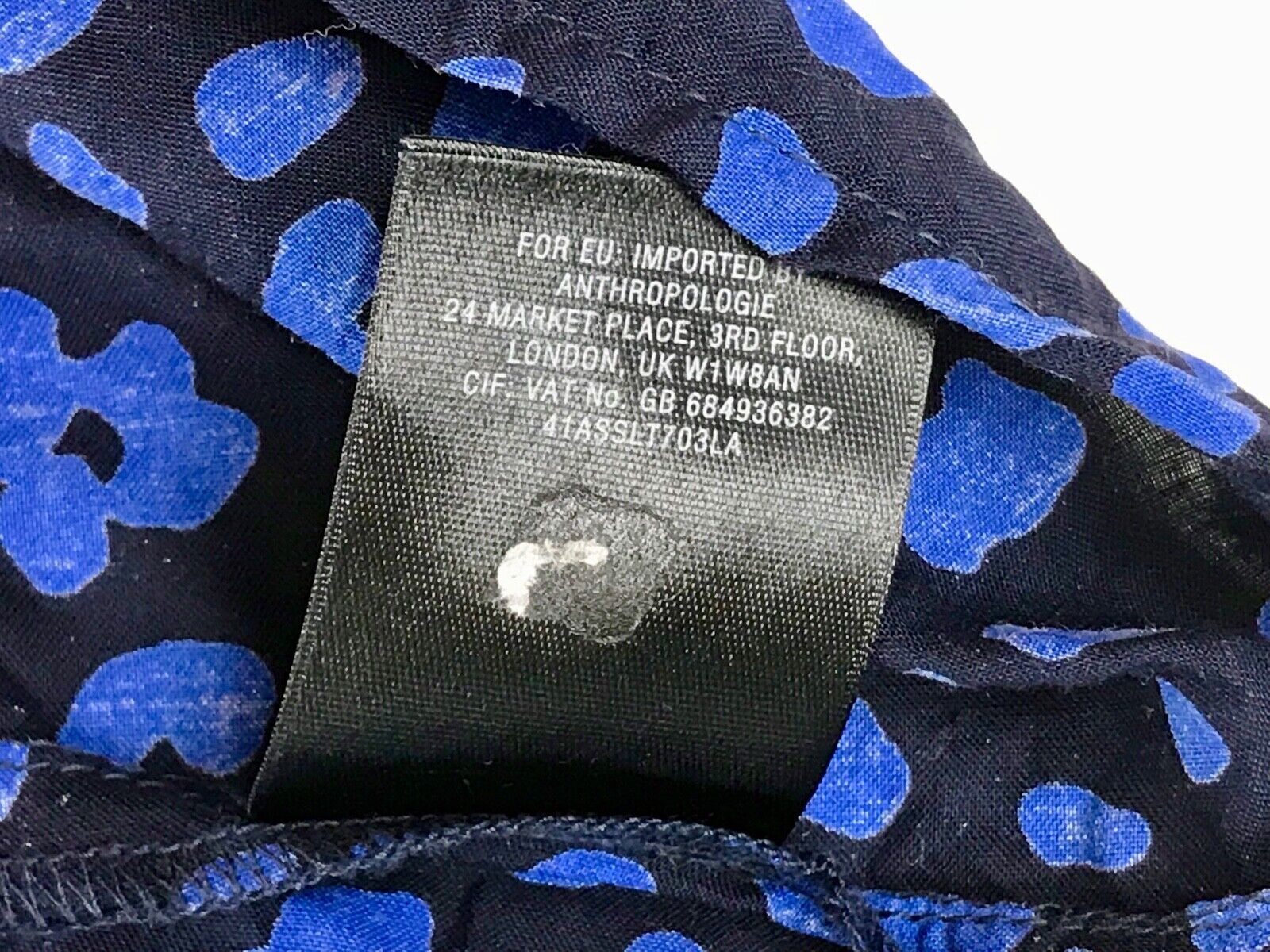 Anthropologie HD IN PARIS "Ressica" Blue Black Floral Lace Hi Lo Tunic Top S