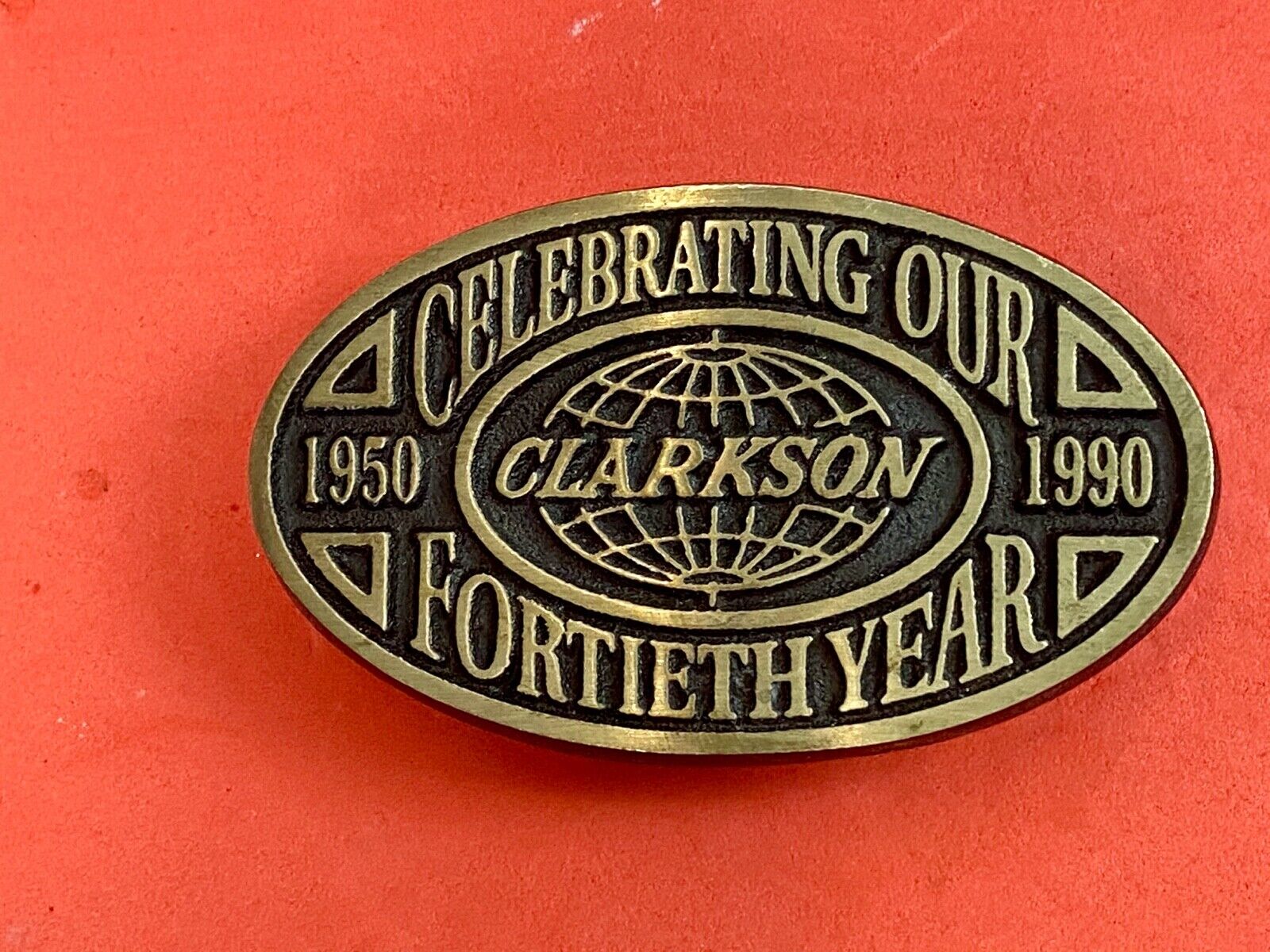 Vintage 1990  Clarkston - 14th year celebration belt buckle by Rainbow Medals 