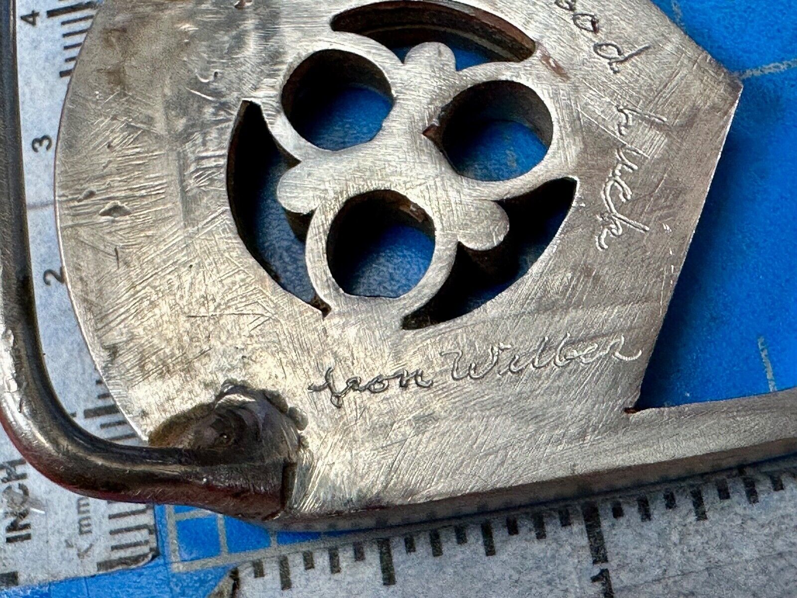 Artisan Signed vintage 1977 belt buckle to use for art craft or wear.