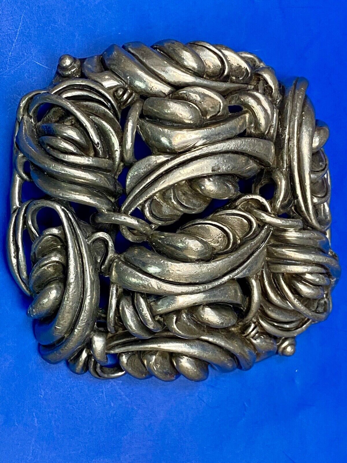 80'S Fahrenheit Ny Connie Bates Silver Tone Chunky See Through Belt Buckle