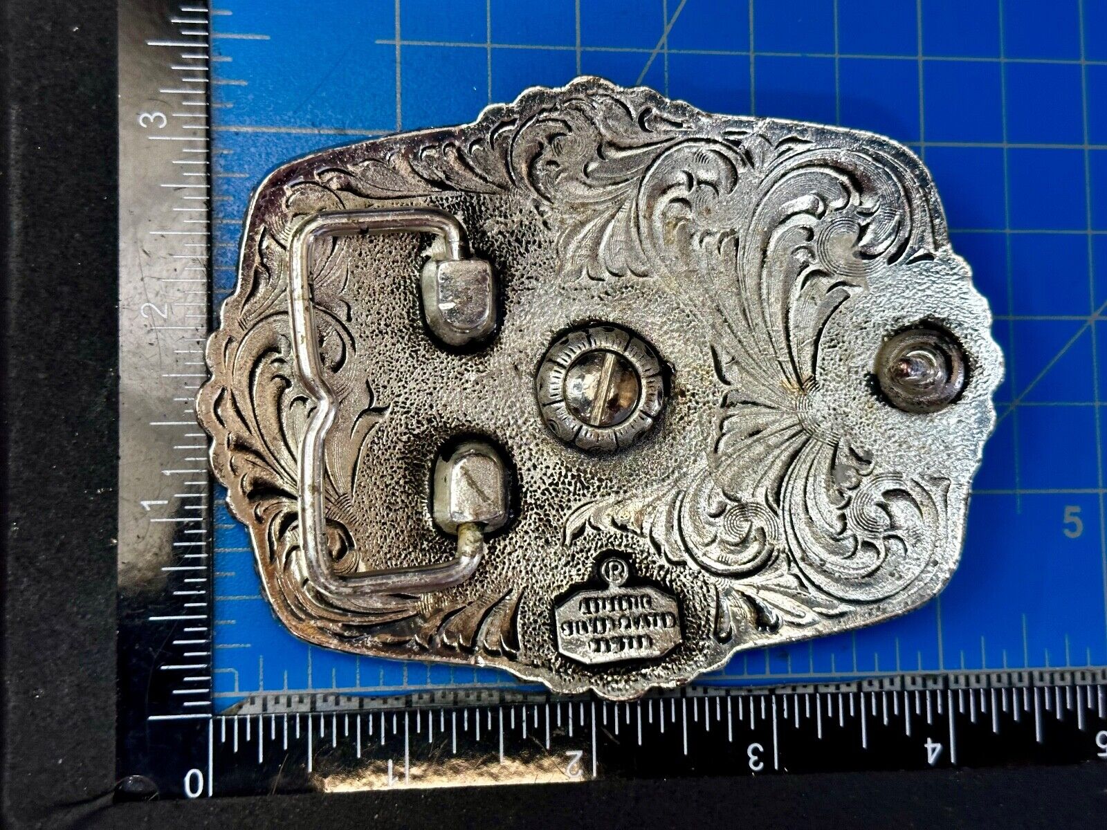 Authentic Silver Plated Western Cowboys flower swirl design Large Belt Buckle