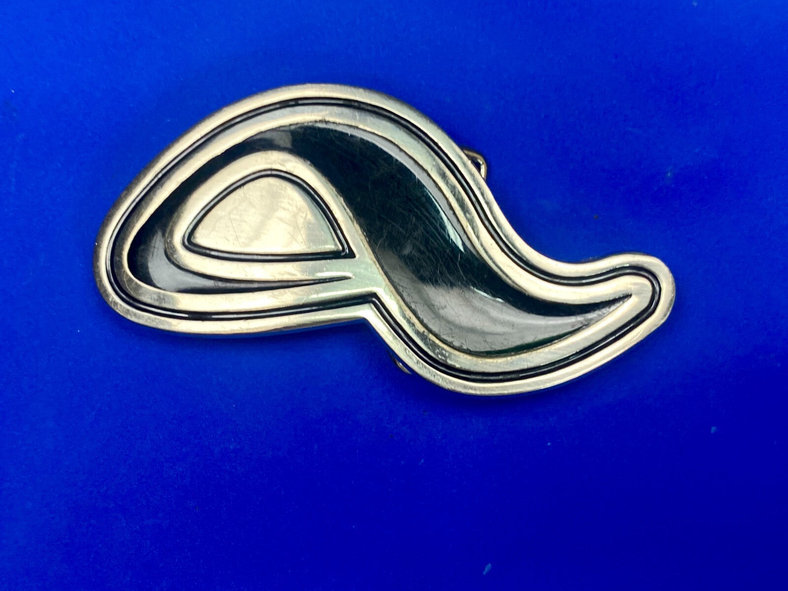 Abstract Pattern Logo? Black Enameled Belt Buckle